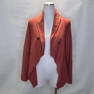 Hard Tail Forever Jacket Womens Small Orange Draped Button Front Made USA